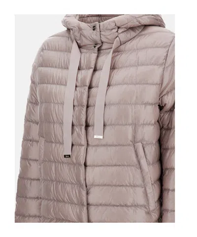 Herno Hooded Quilted Down Jacket With Adjustable Drawstring In Neutral