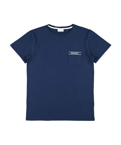 Gucci Kids Patch Pocket T-shirt In Blue
