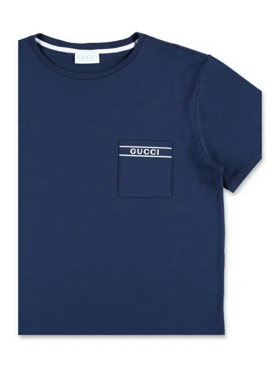 Gucci Kids Patch Pocket T-shirt In Blue