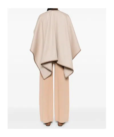 Max Mara Virgin Wool Cape In Neutral