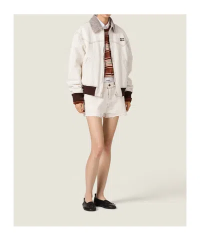 Miu Miu Zip-up Oversized Jacket In White
