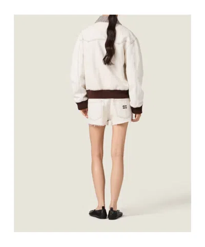 Miu Miu Zip-up Oversized Jacket In White