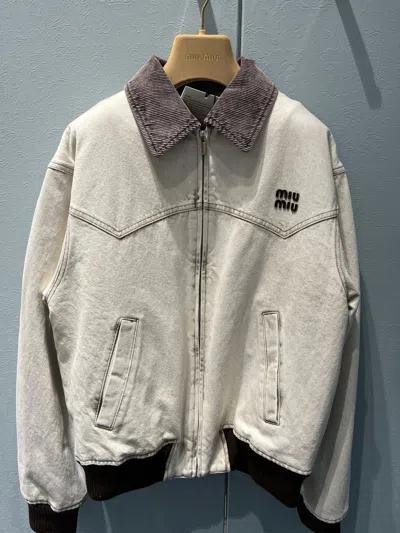 Miu Miu Zip-up Oversized Jacket In White