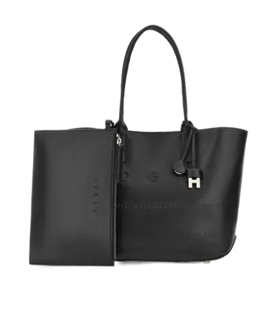 Hogan Address Shopping Bag Small In Black