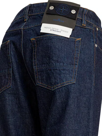 Stone Island Regular-straight-fit Five-pocket Jeans With Rinsed Finish In Blue