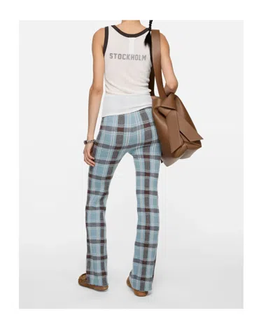 Acne Studios Plaid Pattern Casual Pants In Blue