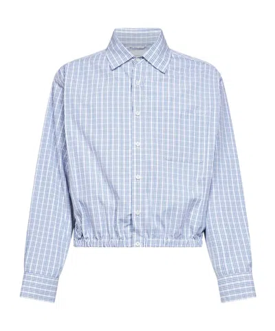 Prada Checked Buttoned Shirt In Blue