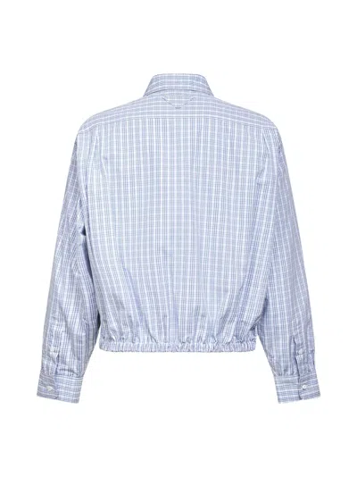 Prada Checked Buttoned Shirt In Blue