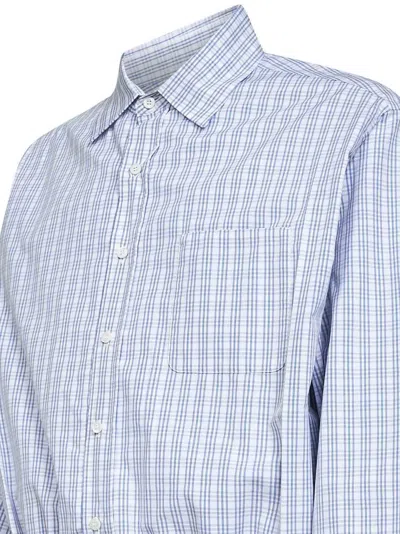 Prada Checked Buttoned Shirt In Blue