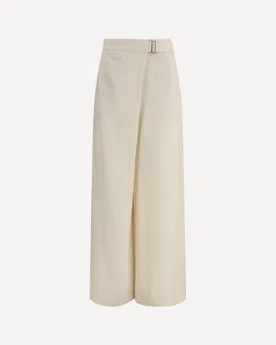 Brunello Cucinelli Women Ivory Fluid Twill Sartorial Wrap Trousers In Neutral