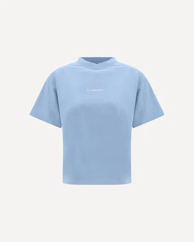 Balenciaga Womens Marine Logo-embroidered Relaxed-fit Cotton T-shirt In Blue