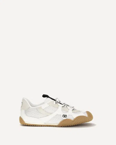 Valentino Garavani Amphibia Sneaker In Rubberised Calfskin And Split Leather Woman White 41