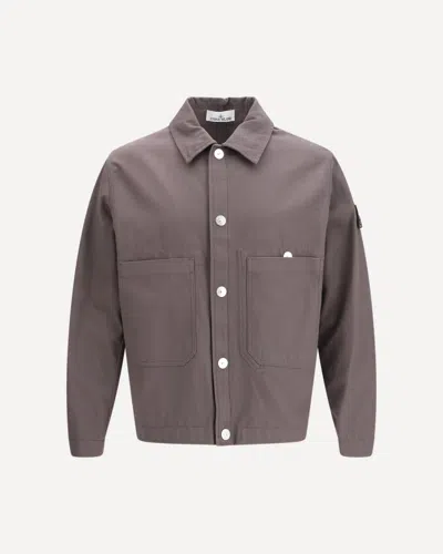 Stone Island Buttoned Patch Jacket In Brown
