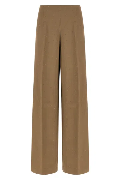 Herno Sequin Embellished Wide Leg Trousers In Brown