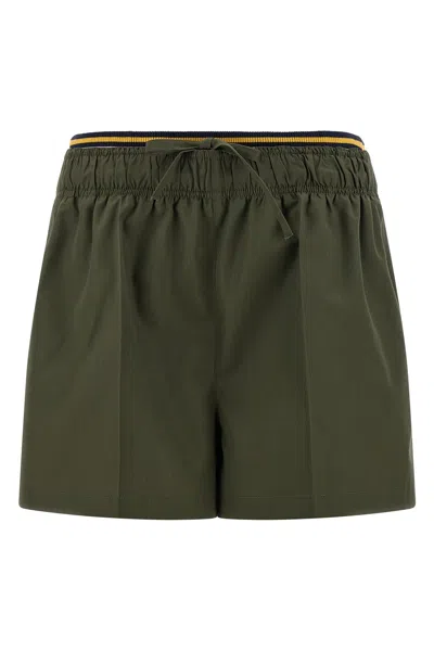 Prada Double Layer Elastic Shorts In Green