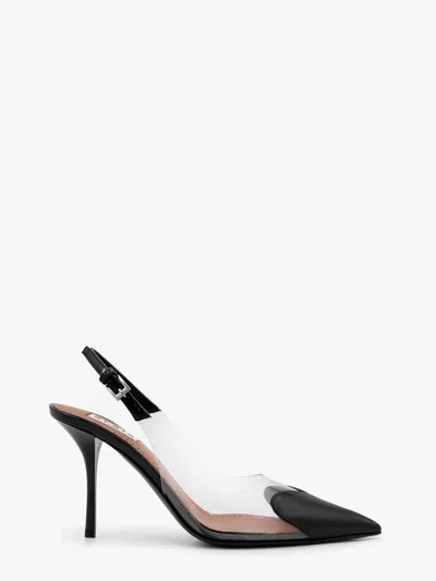 Alaïa Le Coeur Black Patent Leather High Slingback In Animal Print