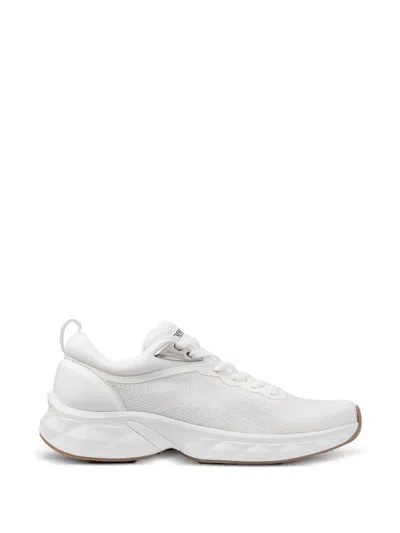 Jimmy Choo Diamond Run Leather Mesh Sneakers Pull Tab In White