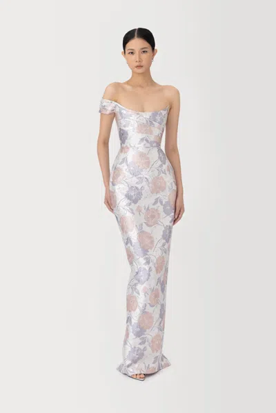 Sau Lee Jackson Brocade Gown In Multi