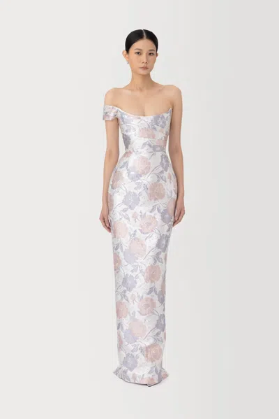 Sau Lee Jackson Brocade Gown In Multi