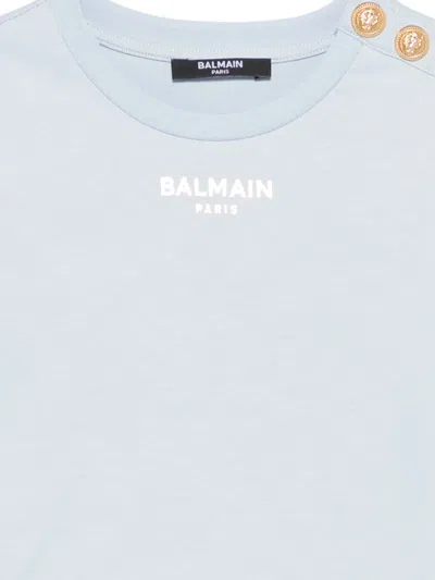 Balmain Button-embellished T-shirt In Blue