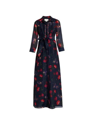 Sachin & Babi Addison Embellished Floral-print Maxi Dress In Blue