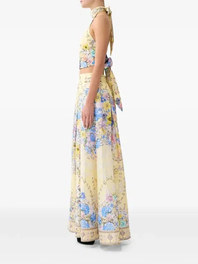 Camilla Halter Tie Back Top In Yellow