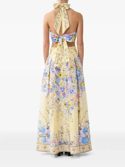 Camilla Halter Tie Back Top In Yellow