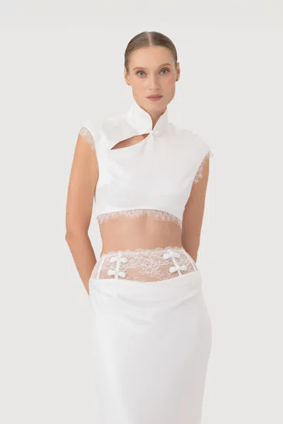 Sau Lee Lila Satin Top In White