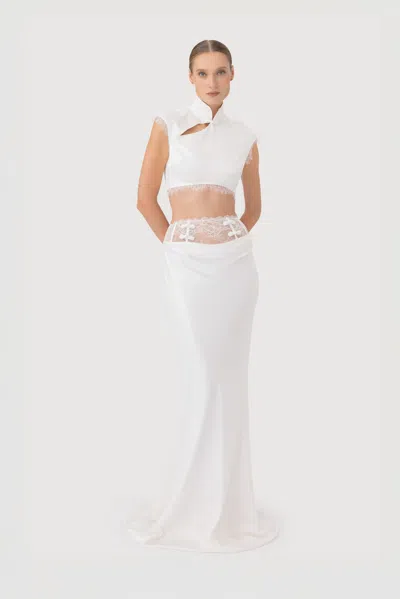 Sau Lee Lila Satin Top In White