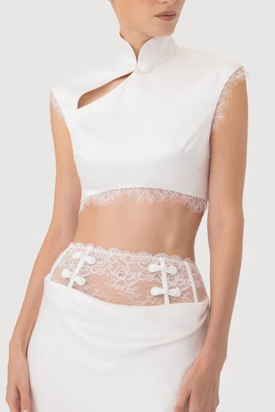 Sau Lee Lila Satin Top In White