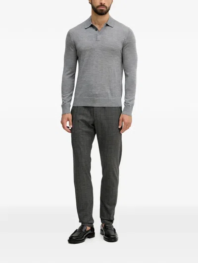 Joop Check Drawstring Trousers In Gray