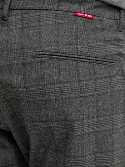 Joop Check Drawstring Trousers In Gray