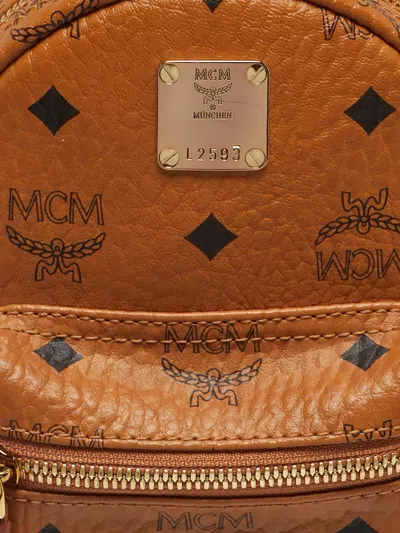 Pre-owned Mcm Mini Stark Backpack In Brown