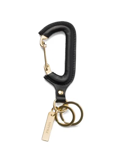 Prada Leather Key Ring In Black