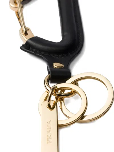 Prada Leather Key Ring In Black