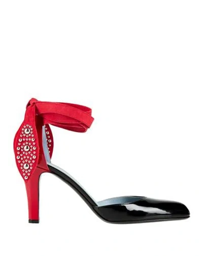 Valentino Lace-up Patent Bicolor Pumps 8.5cm Heel In Black