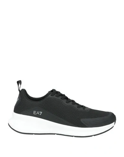 Ea7 Man Sneakers Midnight Blue Size 6.5 Polyester, Polyurethane In Black