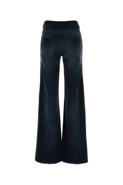 Balenciaga Women Blue Five-pocket Jeans With Curved Waist And Faded Effect In Cotton Woman