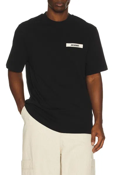 Jacquemus Minimalist Black Short-sleeve Cotton T-shirt With Patch Detail