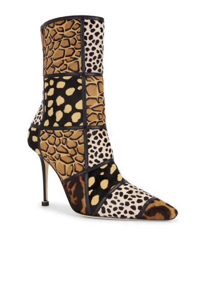 Manolo Blahnik Trulona 50 Leather-trimmed Patchwork Animal-print Calf Hair Ankle Boots In Black