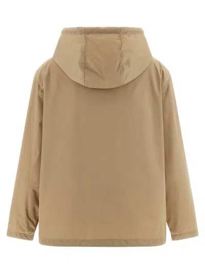 Moncler Cassiopea Hooded Polyester Jacket Drawstring Pockets In Brown