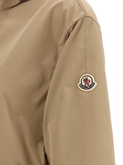 Moncler Cassiopea Hooded Polyester Jacket Drawstring Pockets In Brown