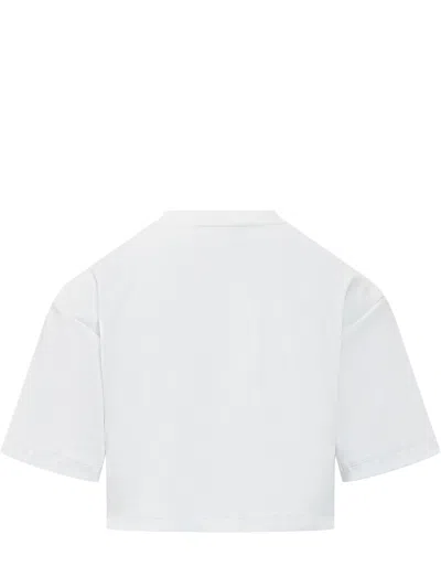 Off-white Crew Neck Boxy Cropped T-shirt In White