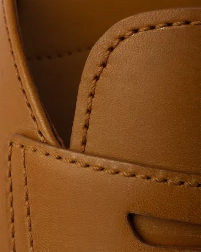 Prada Triangle-logo Leather Sandals In Brown