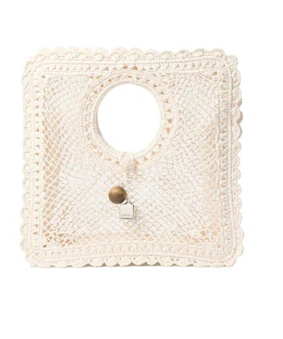 Jacquemus La Spiaggia Embellished Lace-raffia Bag In White