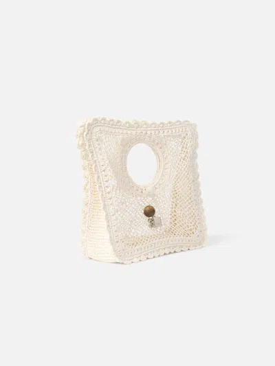Jacquemus La Spiaggia Embellished Lace-raffia Bag In White
