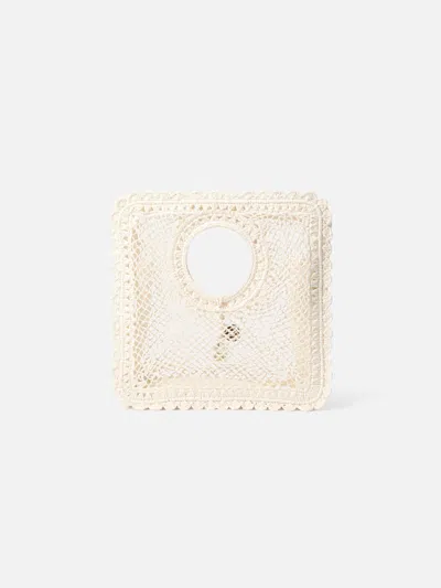 Jacquemus La Spiaggia Embellished Lace-raffia Bag In White