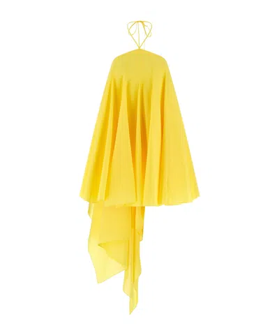 Jacquemus Courte Asymmetric Cotton-blend Crepon Halterneck Dress In Yellow