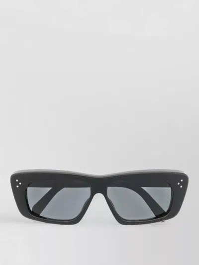 Celine Sunglasses Rectangular Frame Curved Tips Studs In Black