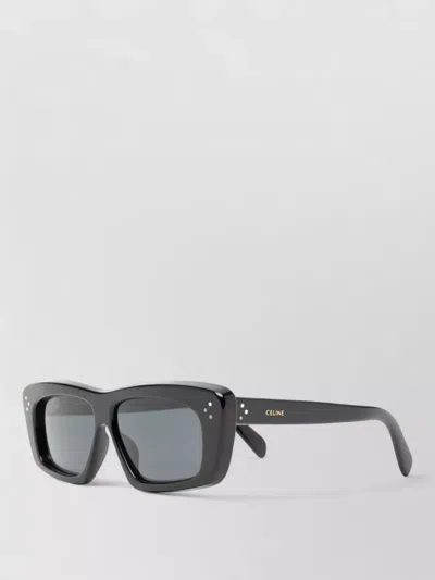 Celine Sunglasses Rectangular Frame Curved Tips Studs In Black